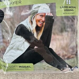 NWT Women's Cuddl Duds Ultra-Soft-Modal Warm Layer Legging with pocket XL Black